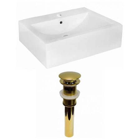 20.25-in. W Wall Mount White Vessel Set For 1 Hole Center Faucet